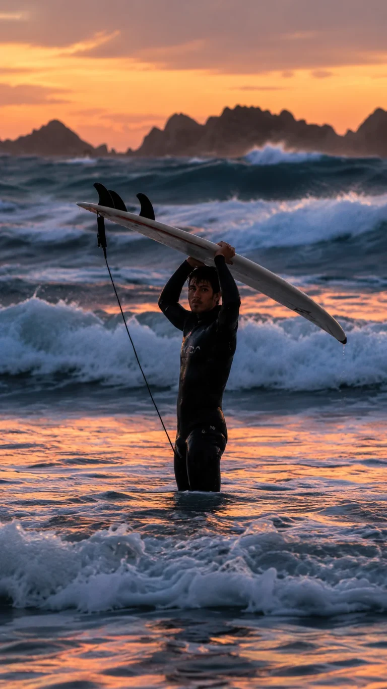 Practicando surf